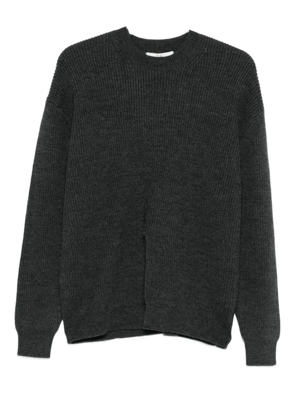 Tibi Ribbed-knit Jumper In Gray