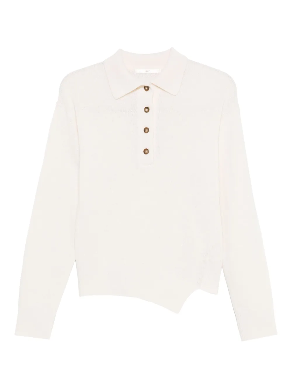 3311 Buttoned Asymmetric Knitted Top In White