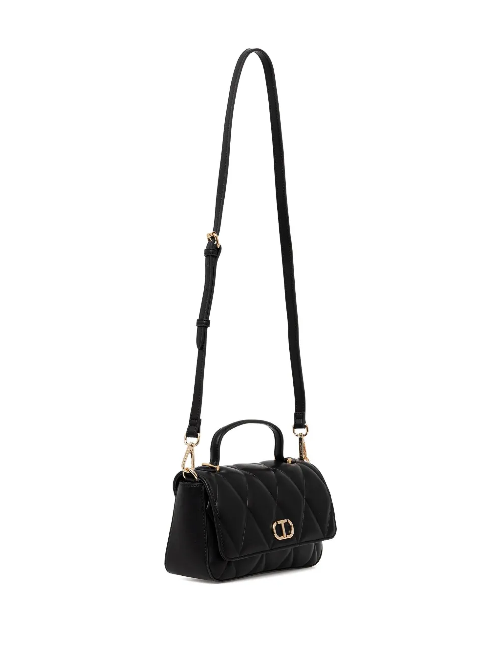 Twinset Logo-plaque Quilted Satchel Bag In Black