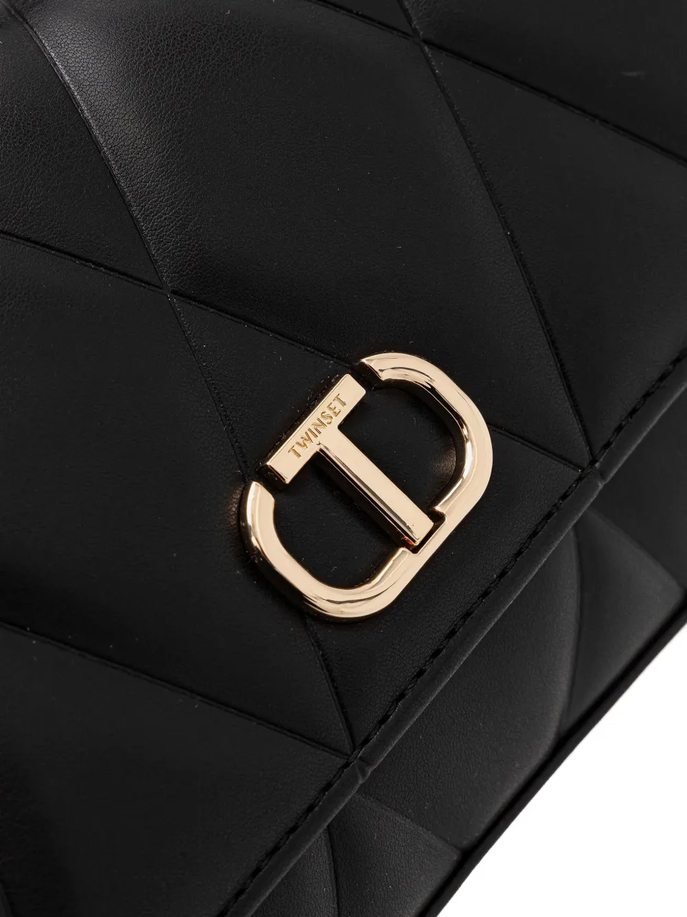 Twinset Logo-plaque Quilted Satchel Bag In Black