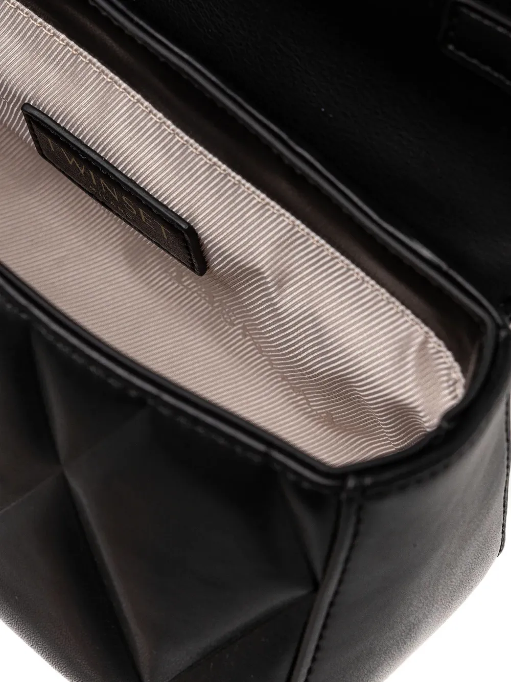 Twinset Logo-plaque Quilted Satchel Bag In Black