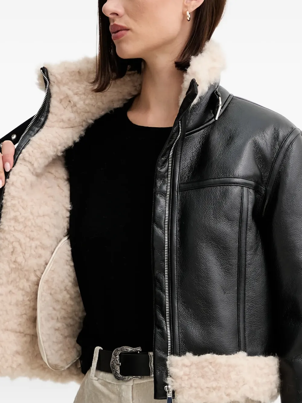 TWINSET Jack van imitatiebont met rits Zwart