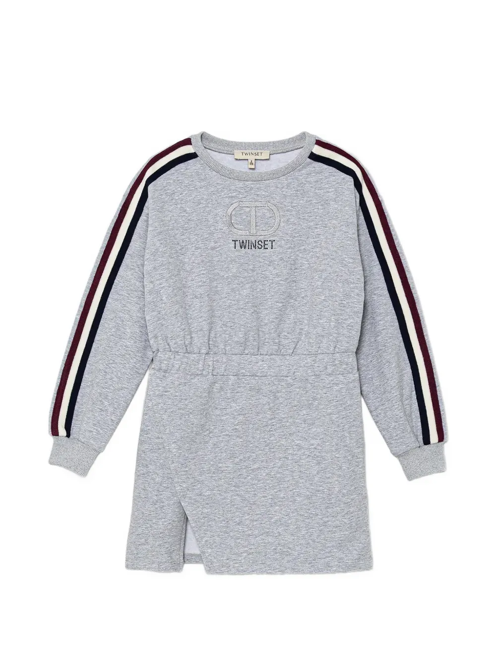 TWINSET Kids stripe-appliqué dress - Grigio