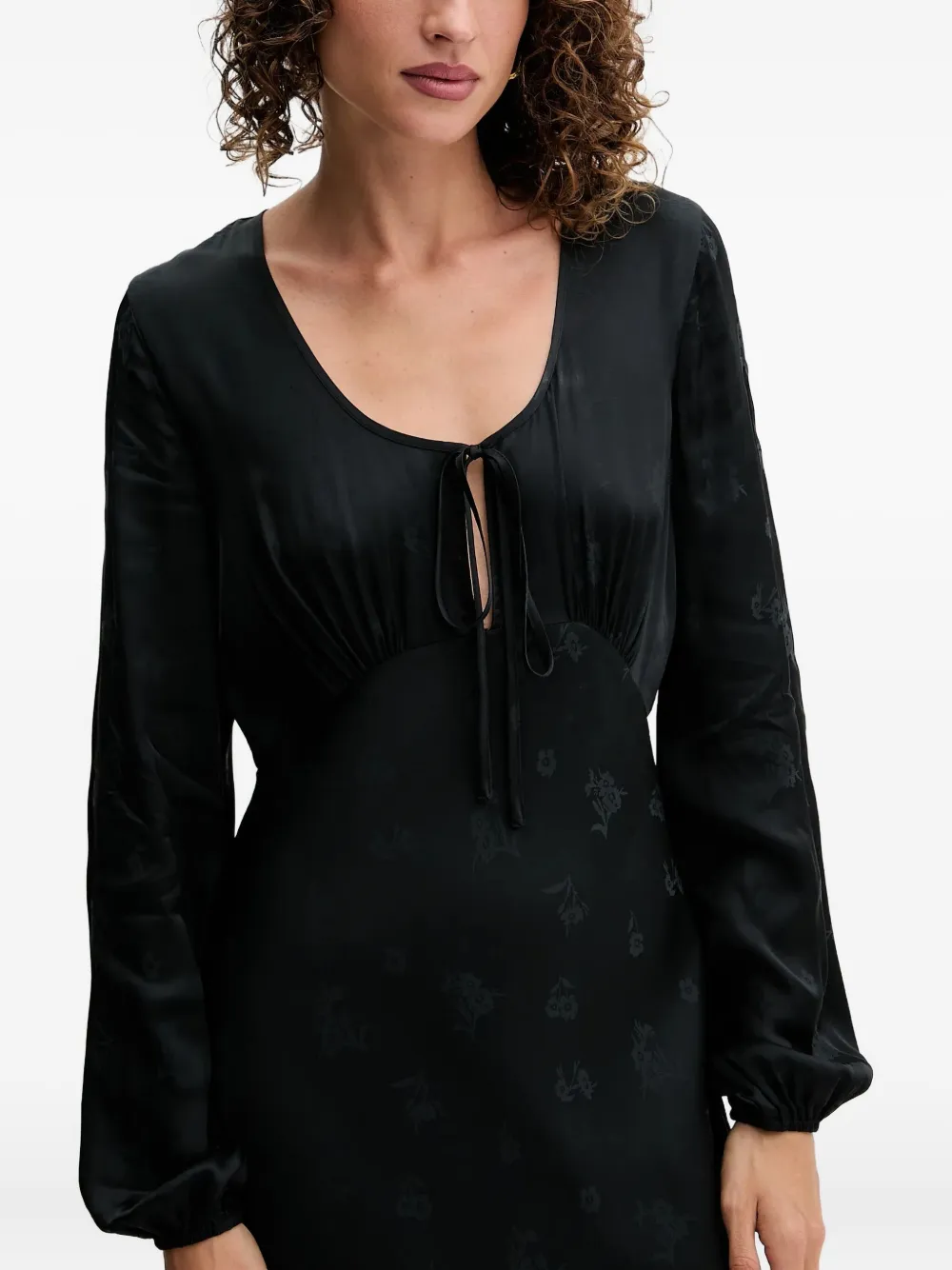 TWINSET Maxi-jurk met gestrikte hals Zwart