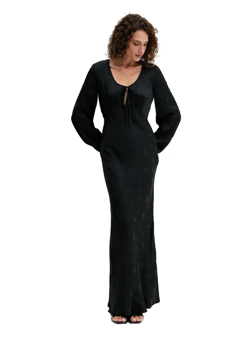 TWINSET tie-neck maxi dress - ブラック TWINSET tie-neck maxi dress - ブラック