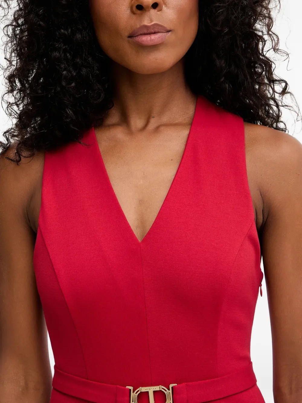 TWINSET Jurk met V-rug en ceintuur Rood