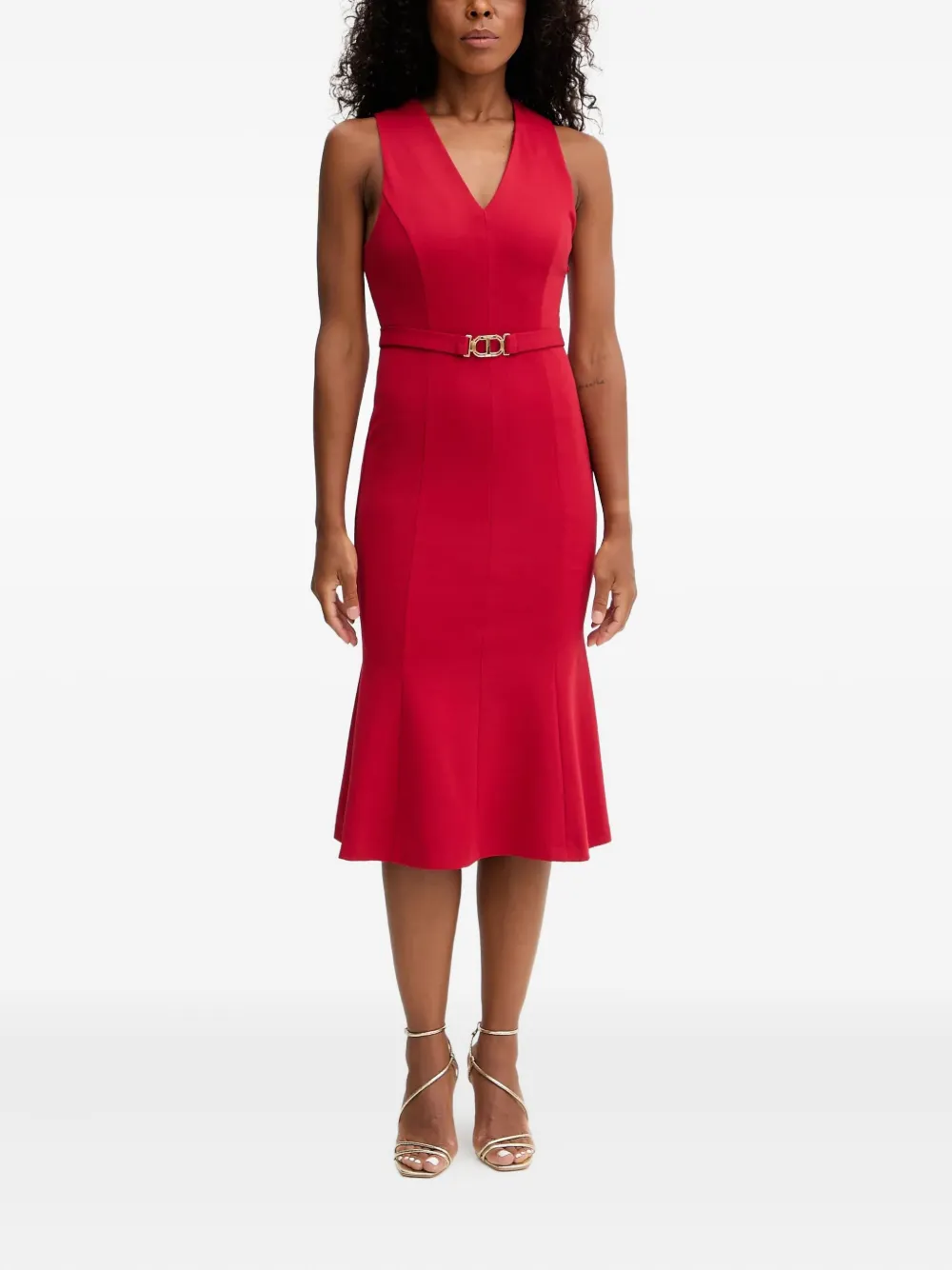 TWINSET vestido con cinturón y cuello en V | rojo | Image 1