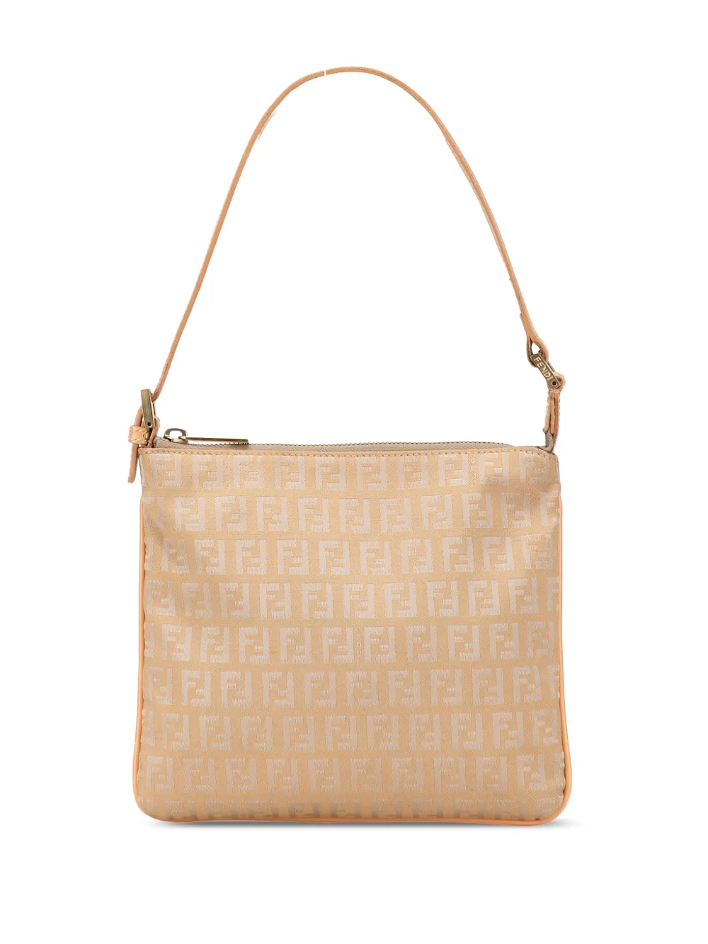 Pre-owned Fendi 2000-2010 Zucchino Canvas Shoulder Bag In Brown