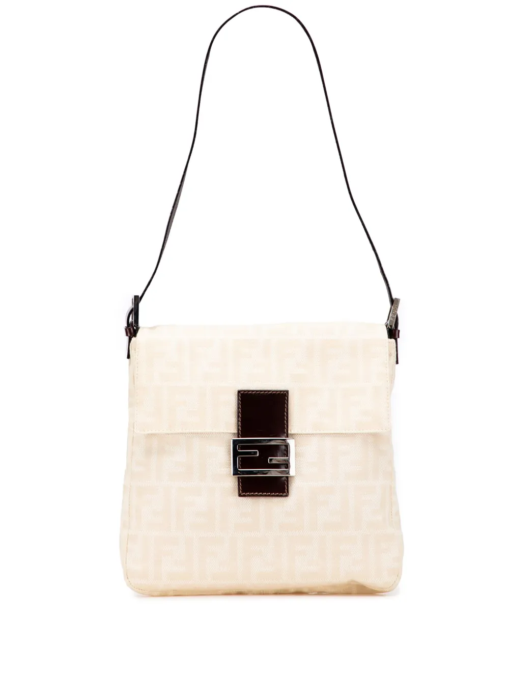 Pre-owned Fendi 2000-2010 Zucca Canvas Shoulder Bag In Brown