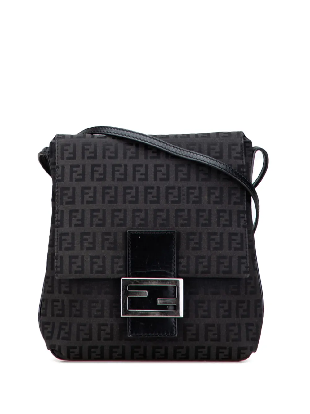 Pre-owned Fendi 2010-2025 Zucchino Canvas Crossbody Bag In Black