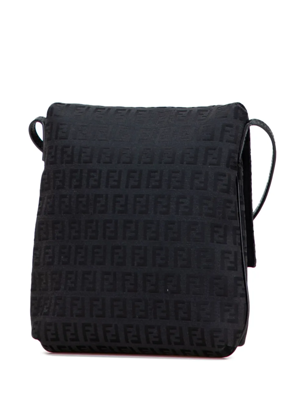 Pre-owned Fendi 2010-2025 Zucchino Canvas Crossbody Bag In Black