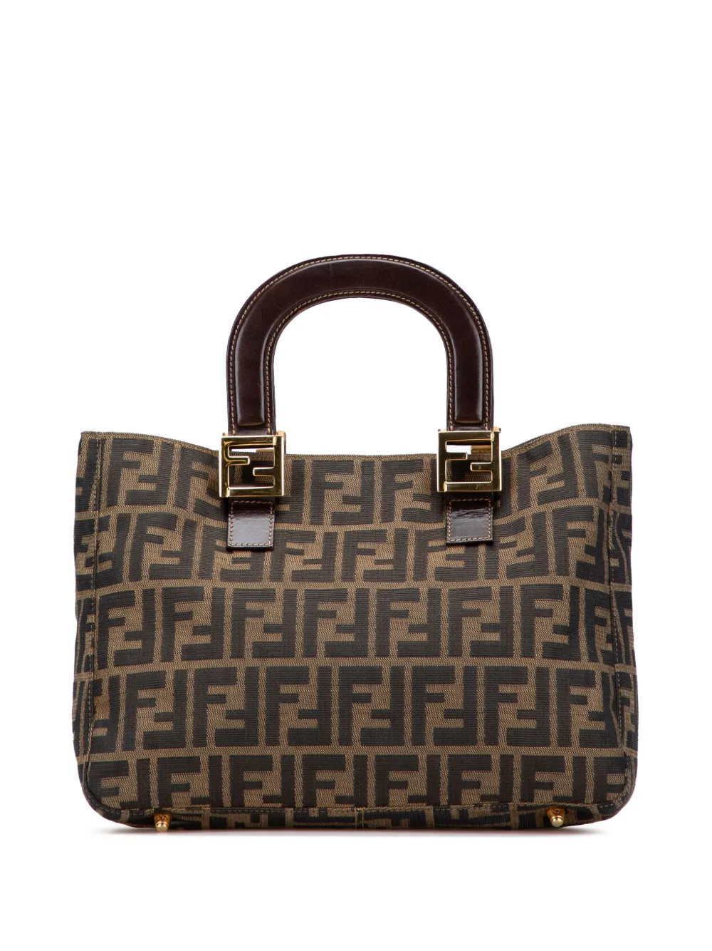 Pre-owned Fendi 20th Century Small Zucca Canvas Twins Tote Bag In Brown