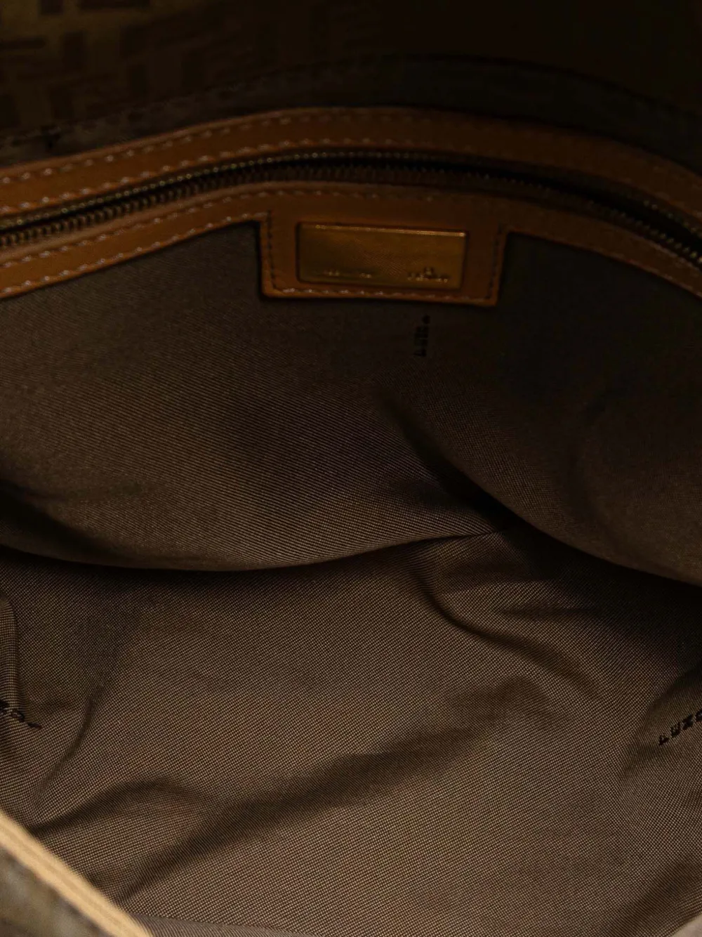 Pre-owned Fendi 2000-2010 Zucchino Canvas Mamma Forever Shoulder Bag In Brown