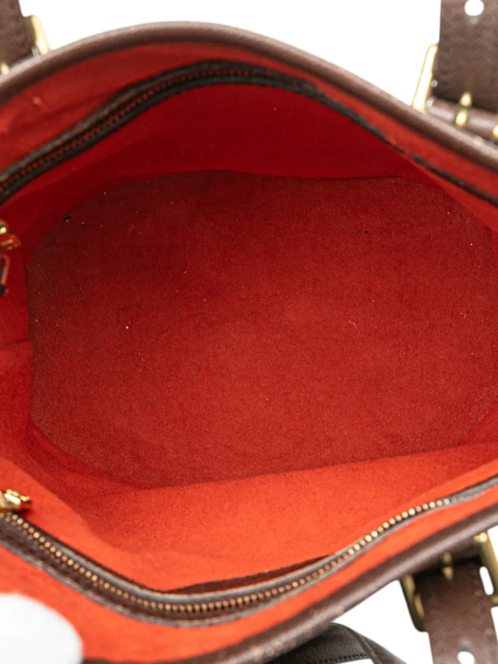 Pre-owned Louis Vuitton 2001 Damier Ebene Marais Bucket Bag In Brown