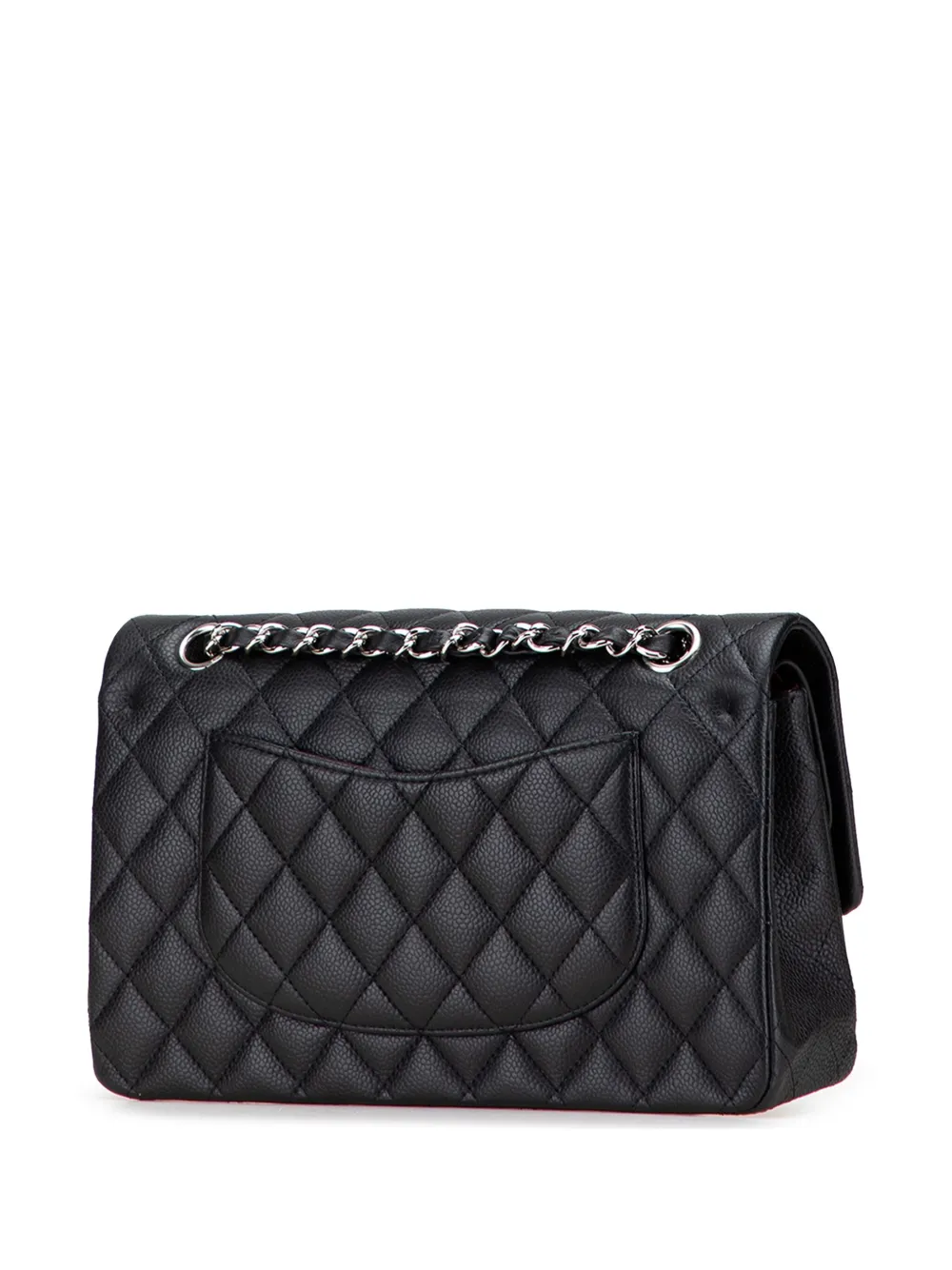 Pre-owned Chanel 2010-2011 Medium Classic Caviar Double Flap Shoulder Bag In Black