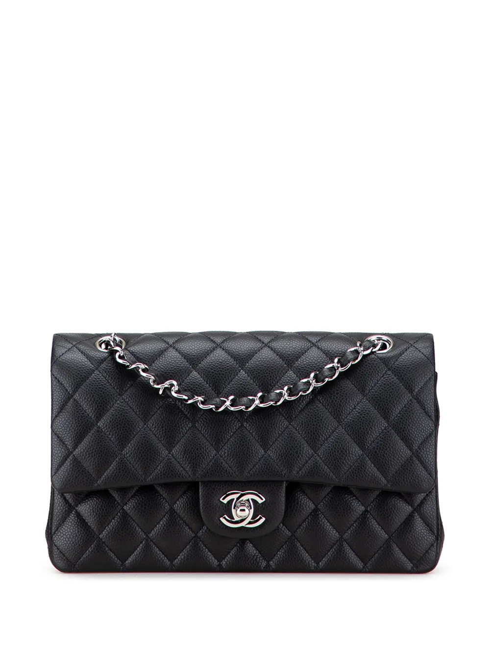 CHANEL Pre-Owned 2010-2011 ミディアム クラシック キャビア ダブルフラップ ショルダーバッグ - ブラック CHANEL Pre-Owned 2010-2011 ミディアム クラシック キャビア ダブルフラップ ショルダーバッグ - ブラック
