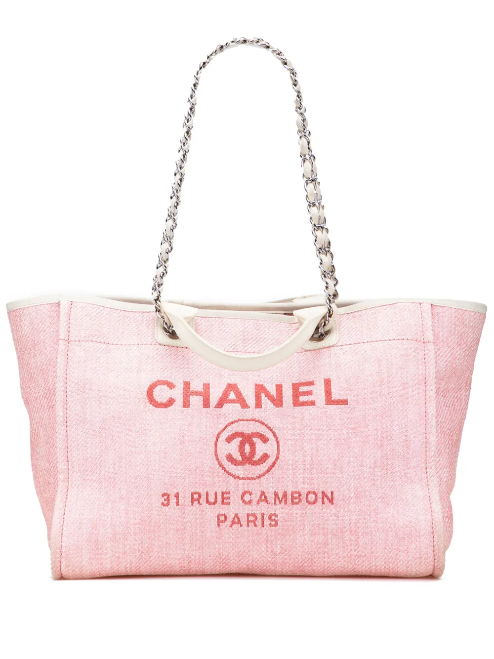CHANEL Pre-Owned 2013-2014 ミディアム キャンバス ドーヴィル サッチェルバッグ - ピンク CHANEL Pre-Owned 2013-2014 ミディアム キャンバス ドーヴィル サッチェルバッグ - ピンク