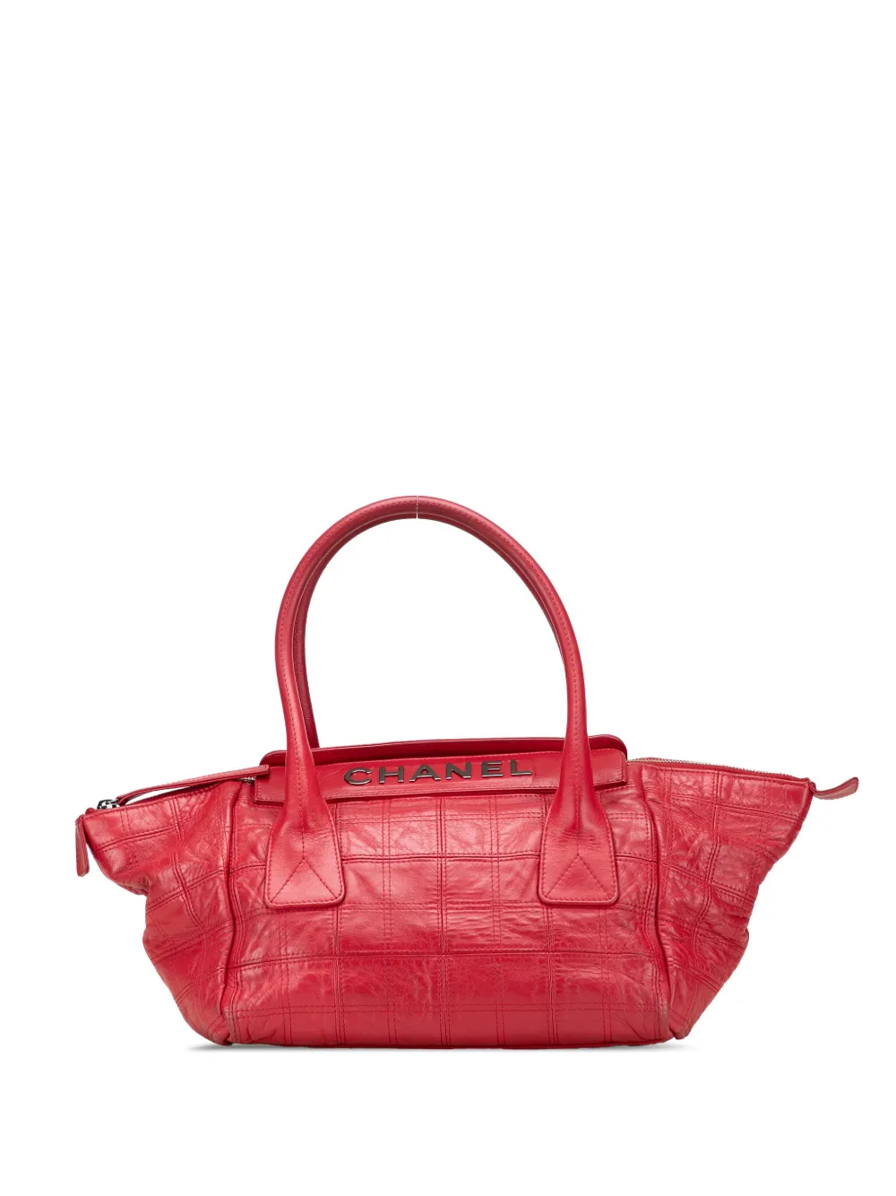 CHANEL Pre-Owned 2006-2008 ラムスキン スクエア ステッチ ラックス ハンドバッグ - レッド CHANEL Pre-Owned 2006-2008 ラムスキン スクエア ステッチ ラックス ハンドバッグ - レッド