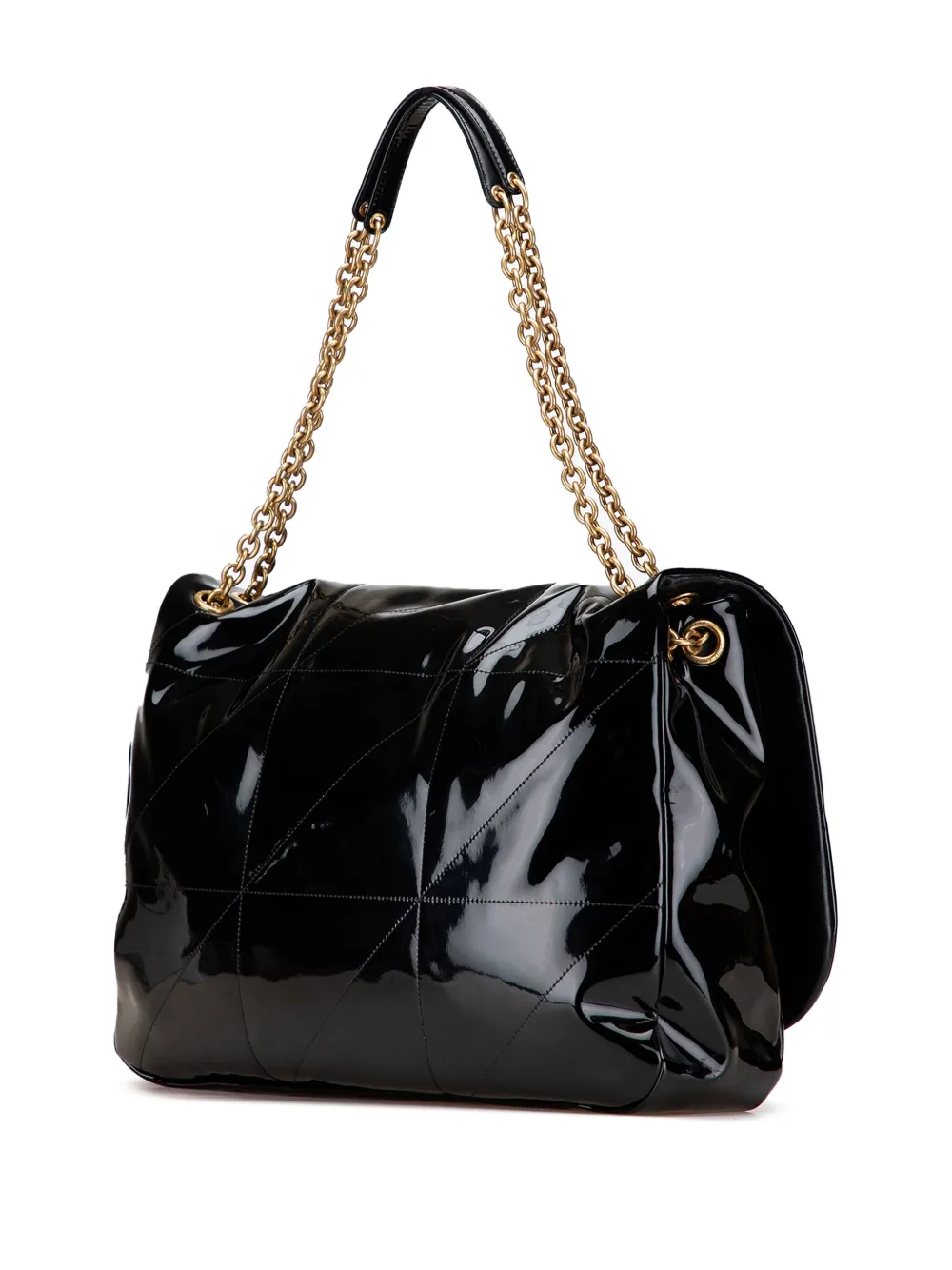 Pre-owned Saint Laurent 2023 Large Quilted Patent Jamie 4.3 Shoulder Bag In Black
