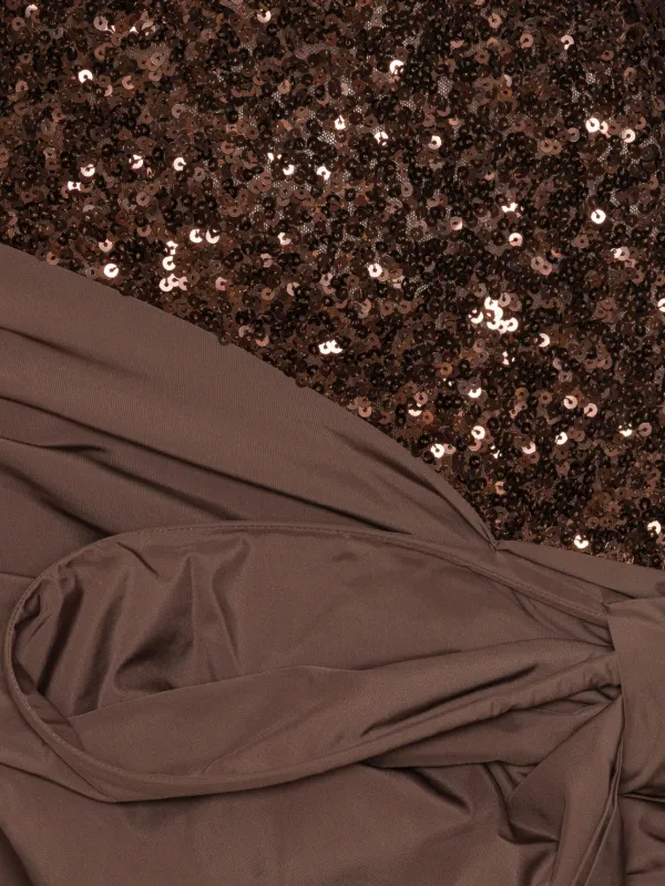 Rotate By Birger Christensen Sequin Bow Mini Dress - Brown