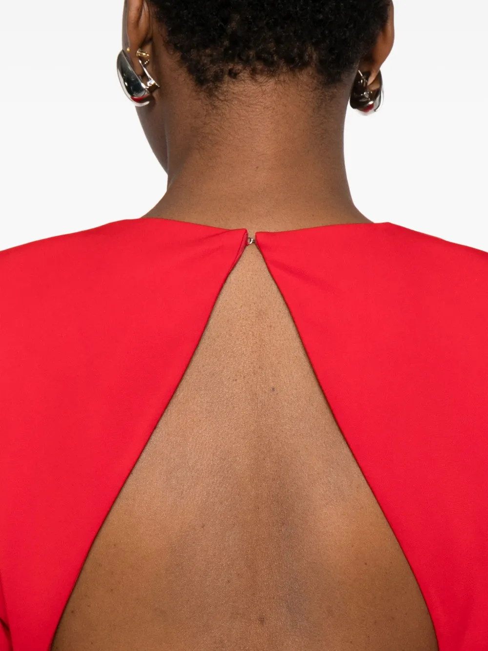 Stella McCartney Satijnen maxi-jurk met lange mouwen Rood