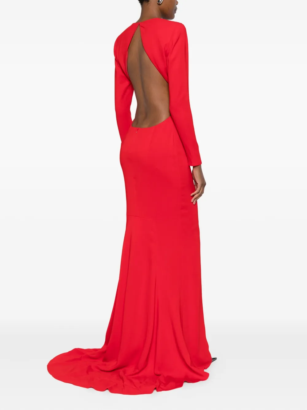 Stella McCartney Satijnen maxi-jurk met lange mouwen - Rood