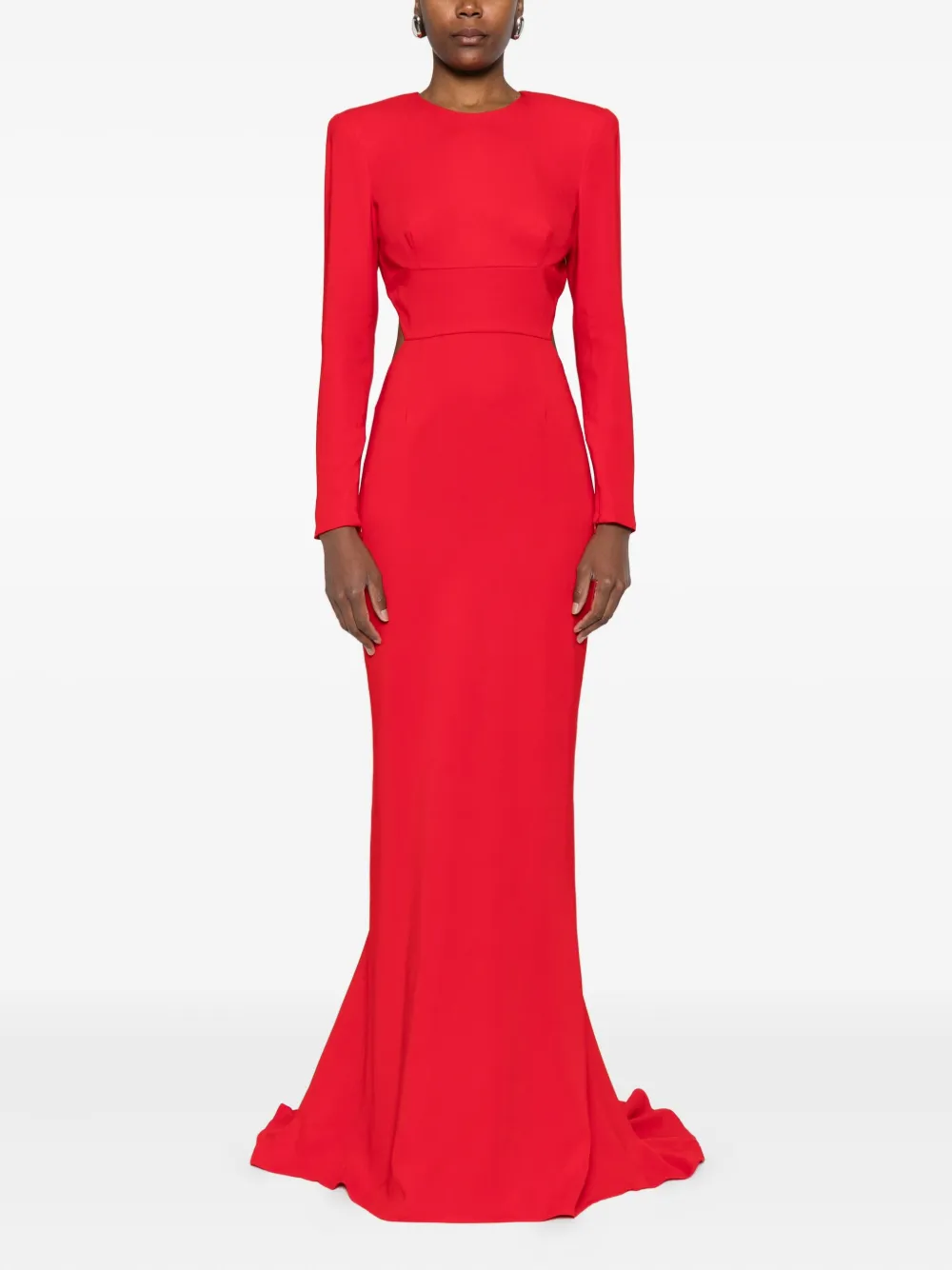 Stella McCartney Satijnen maxi-jurk met lange mouwen Rood