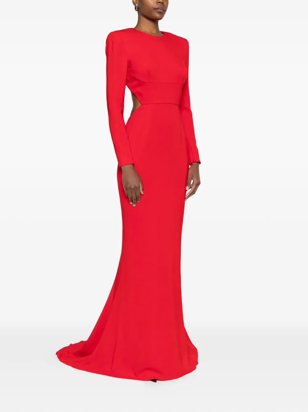 Stella McCartney Satijnen maxi-jurk met lange mouwen Rood