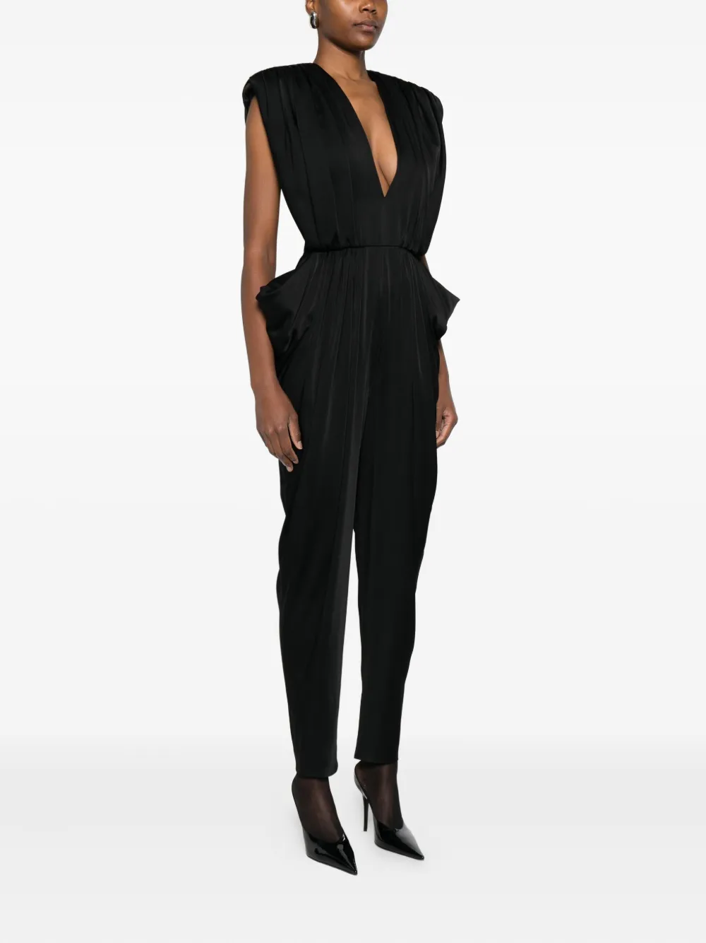 Stella Mccartney Plunge-neck Jumpsuit In Black