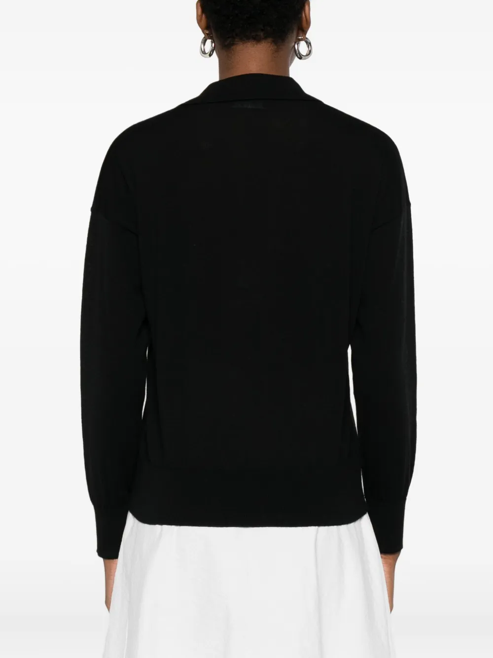 Alpha Studio V-neck Polo Sweater In Black