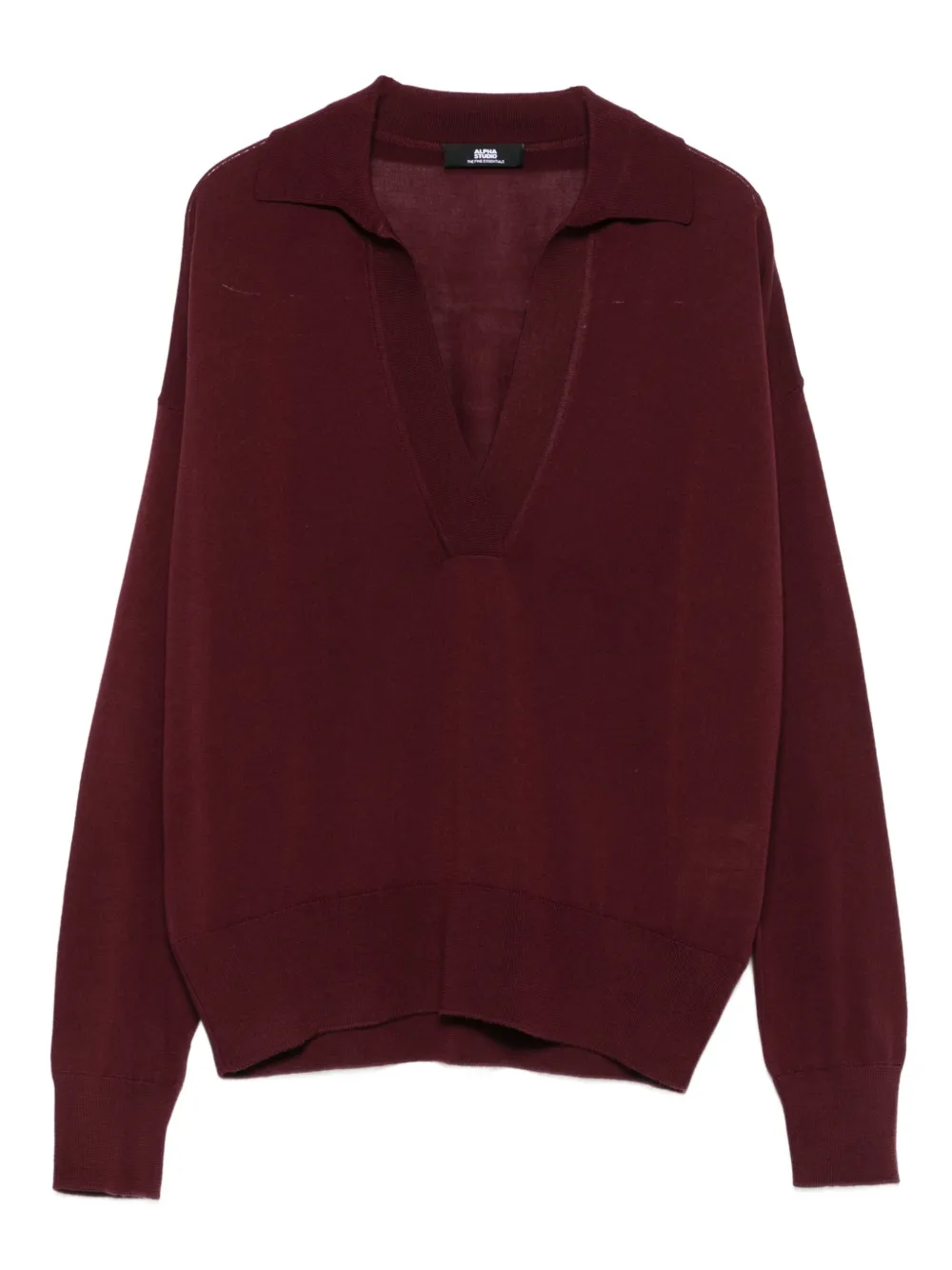 ALPHA STUDIO v-neck polo-collar sweater | Red | Image 1