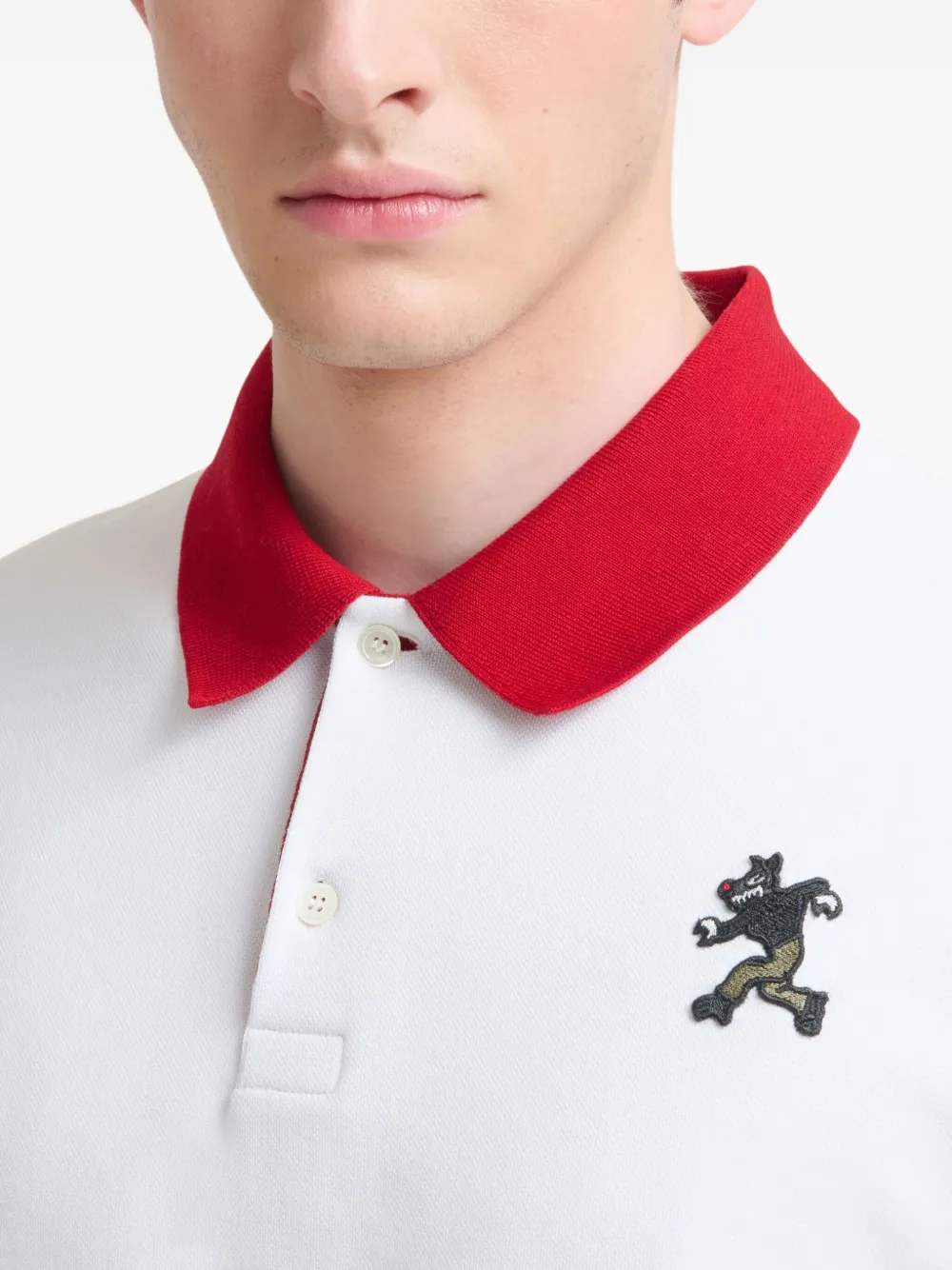 Marni x Slawn & Soldier poloshirt met contrasterende kraag en borduurwerk Wit