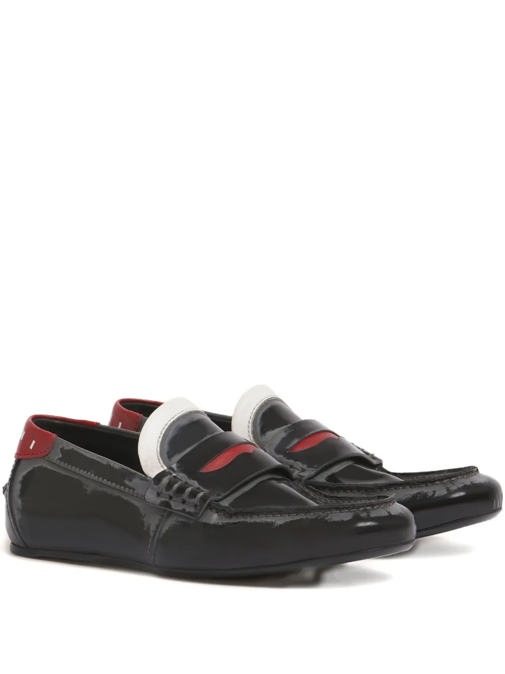 Marni Penny-strap Leather Loafers In Black