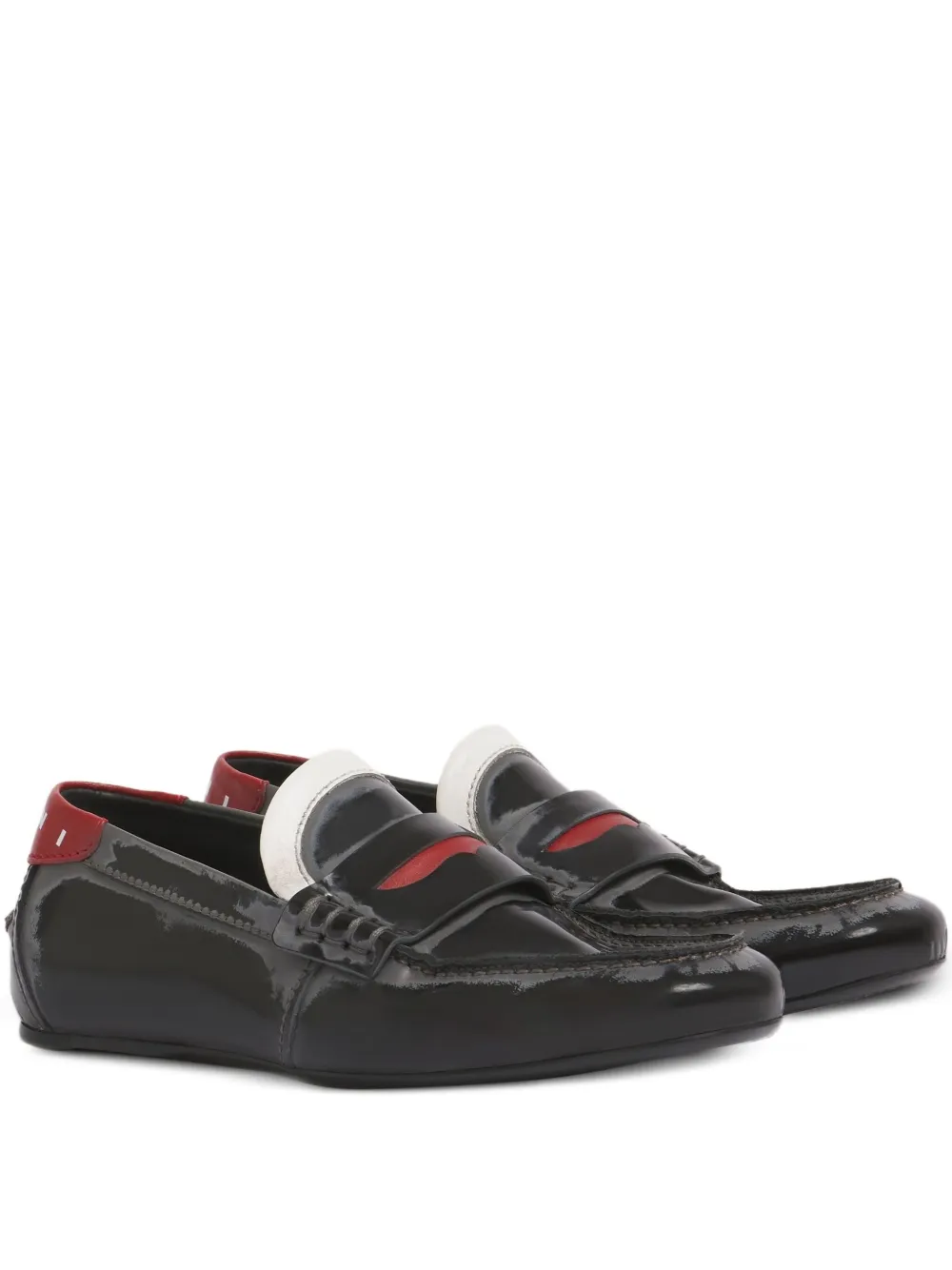 Marni penny-strap leather loafers Zwart