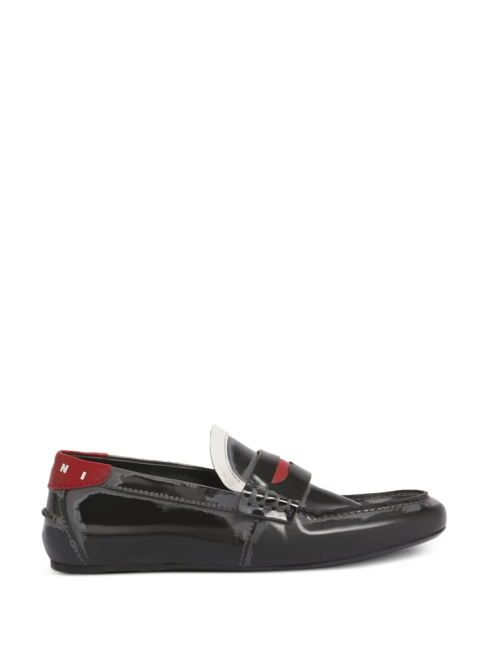 Marni Leren penny loafers Zwart
