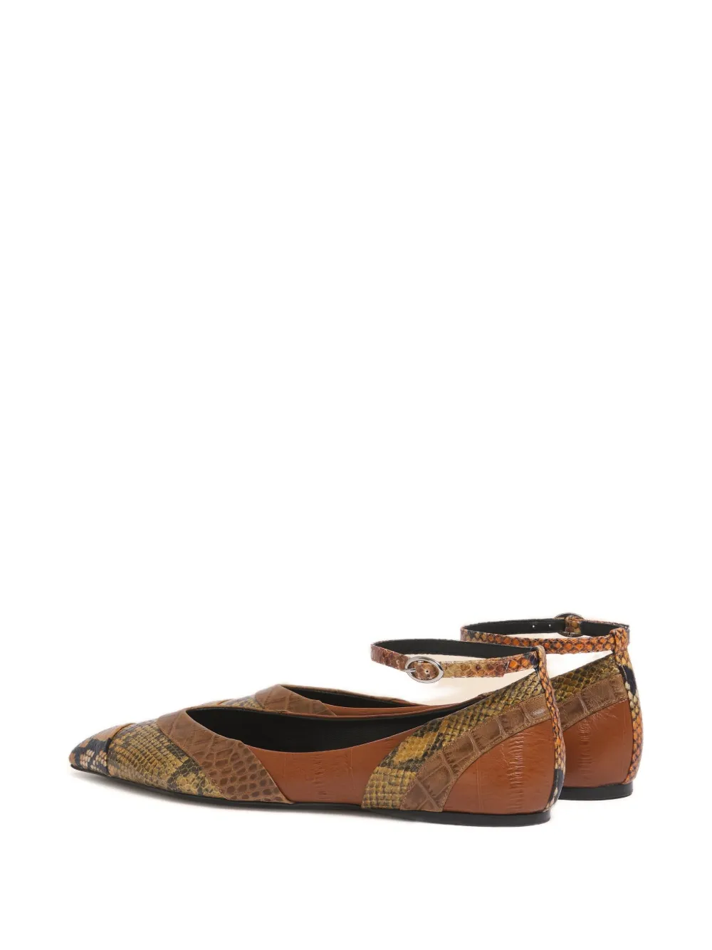 Marni Ankle-strap Pointed-toe Flats In Brown