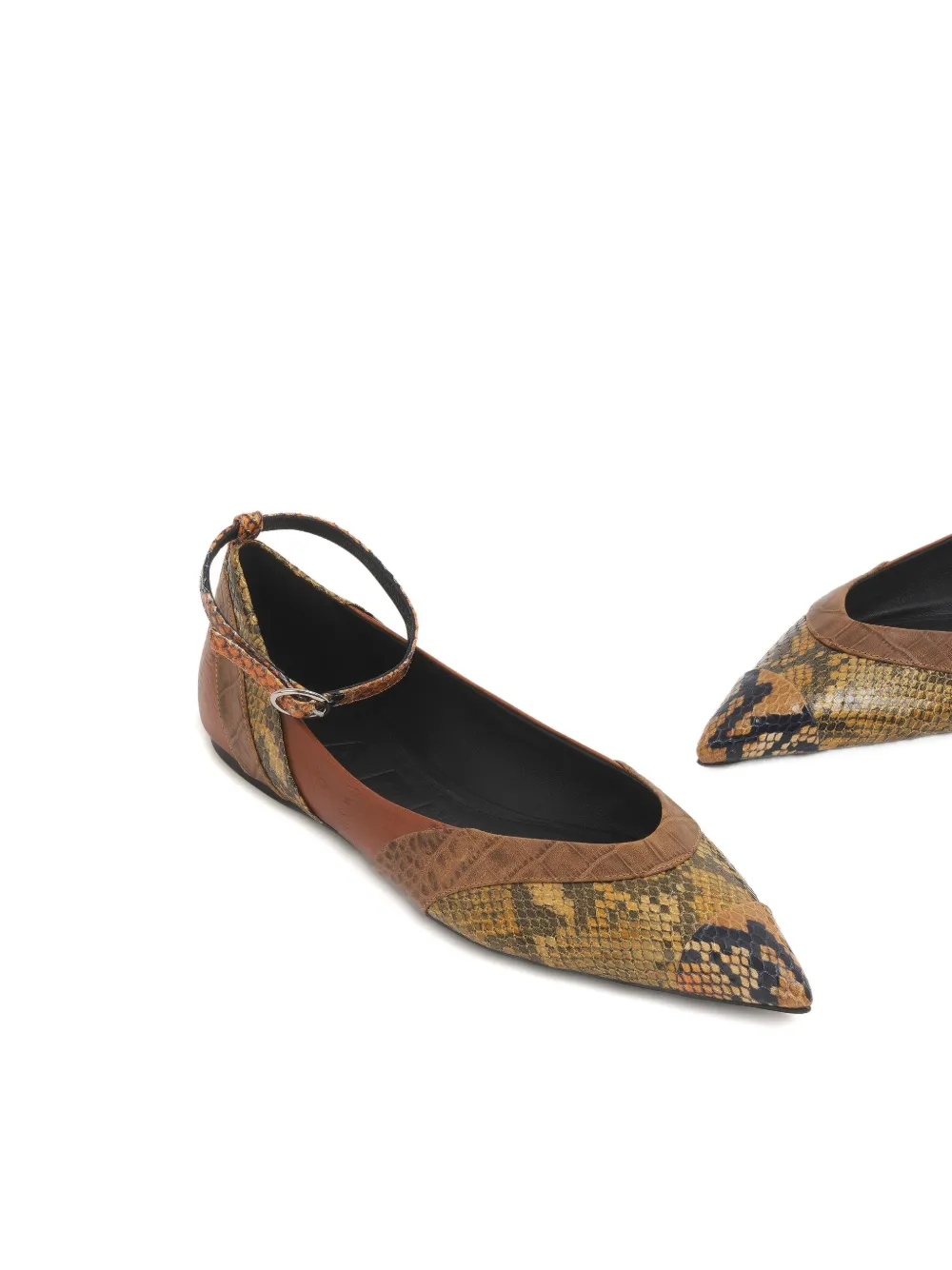 Marni Ankle-strap Pointed-toe Flats In Brown