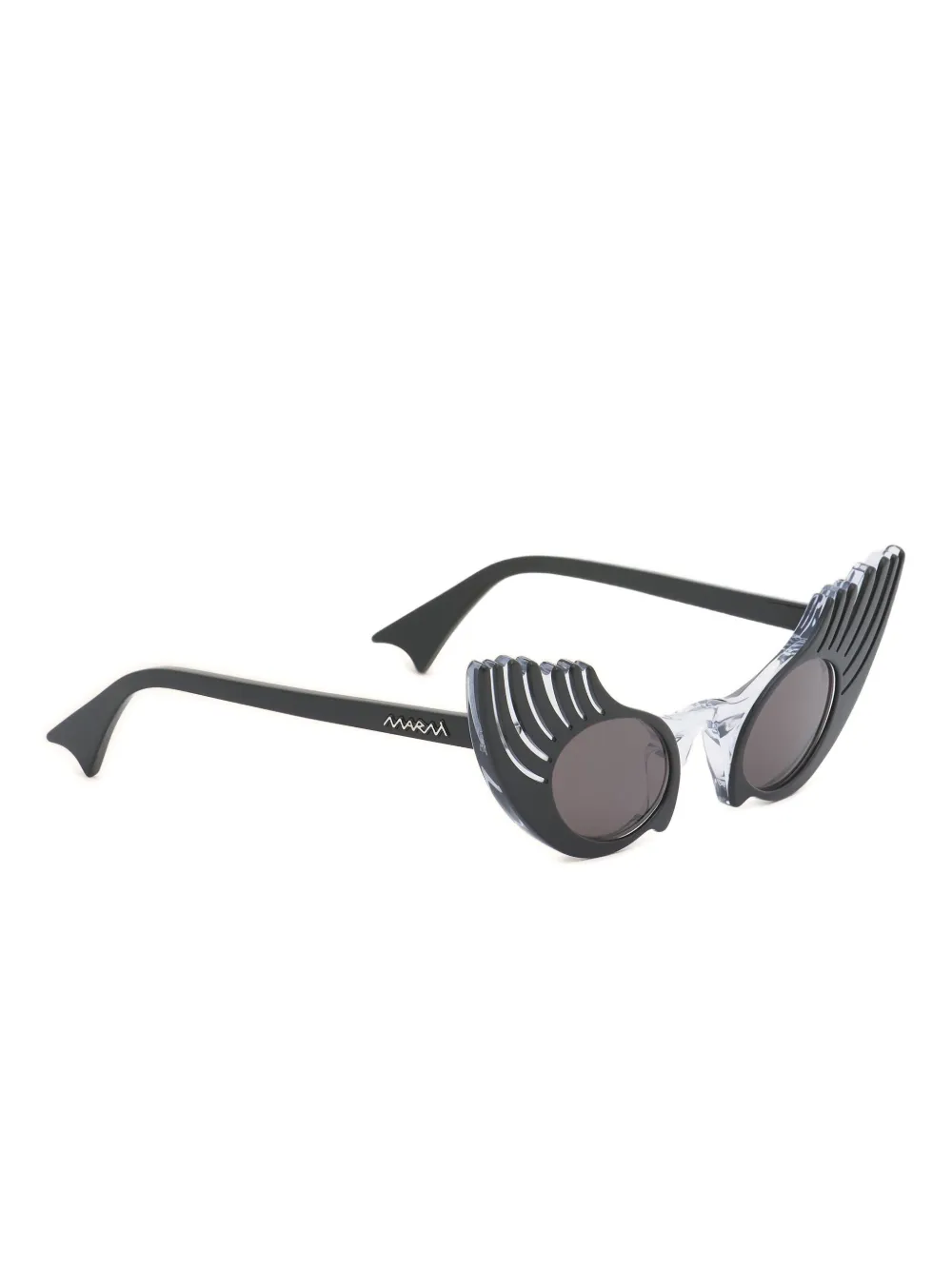 Marni Eyewear Zonnebril met ovalen montuur en wimper-effect - Zwart