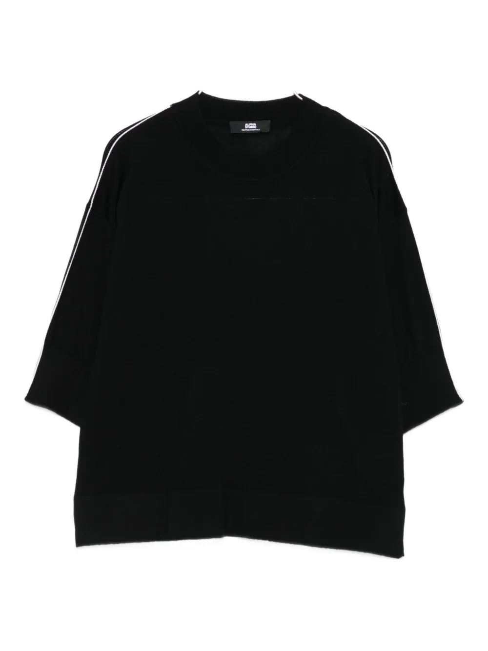 Alpha Studio Side-stripe Sweater In Black