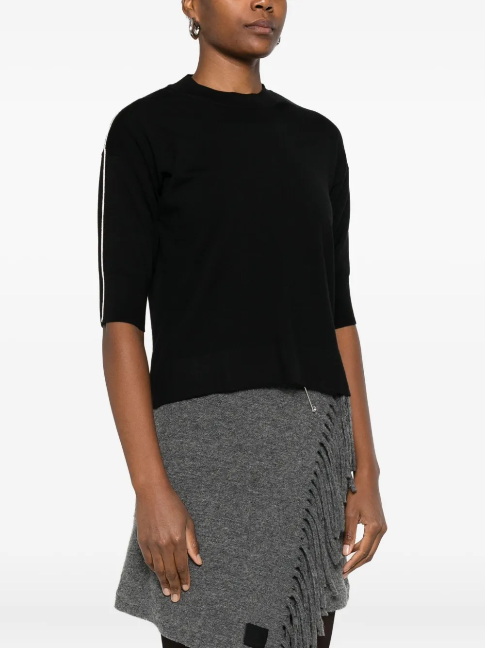 Alpha Studio Side-stripe Sweater In Black