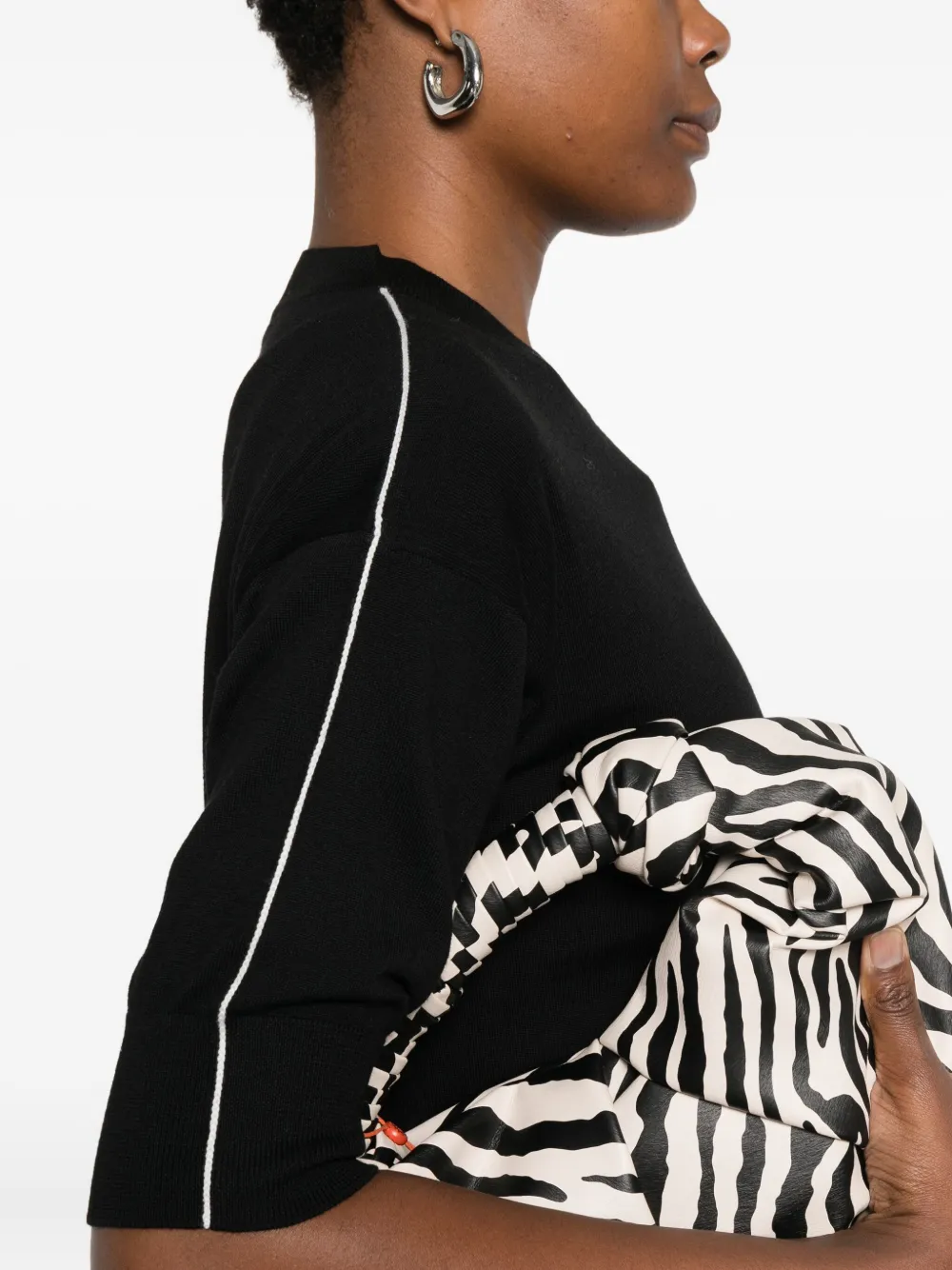 Alpha Studio Side-stripe Sweater In Black