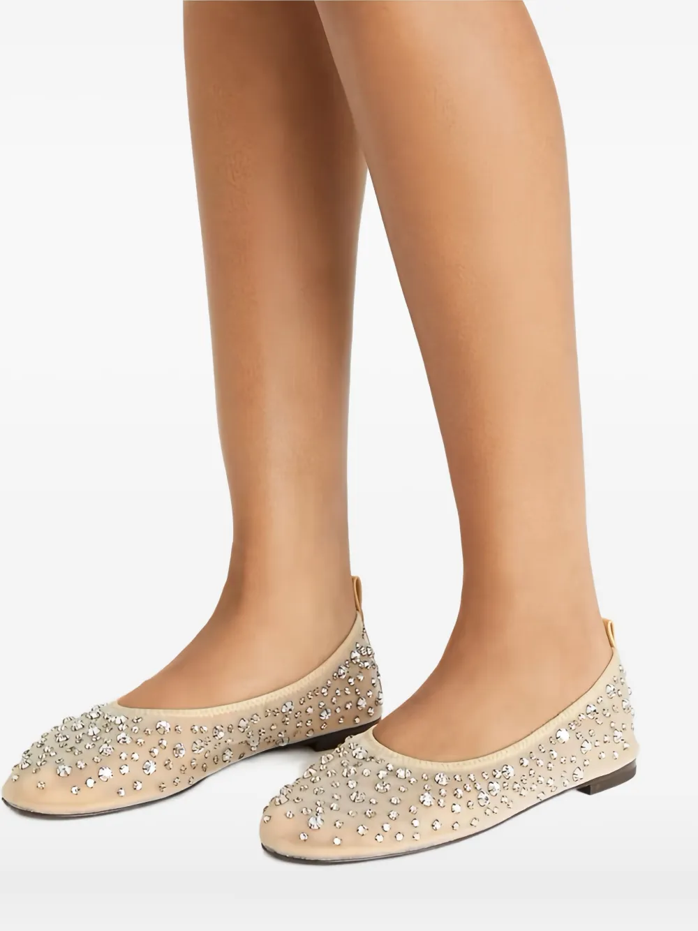 Tory Burch Rhinestone-embellished Ballet Flats In Neutral