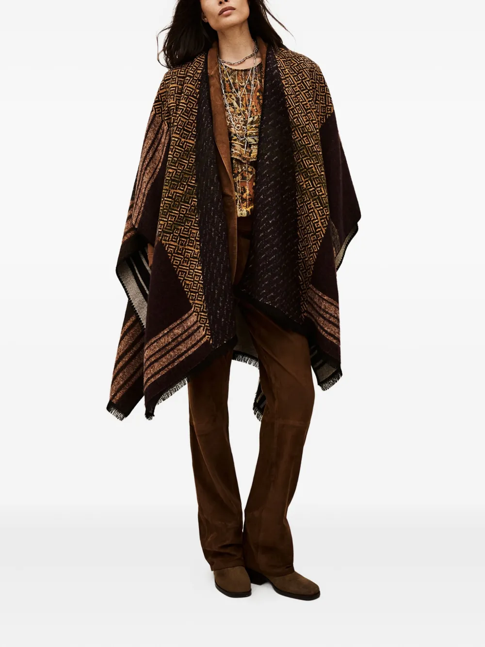 Ba&sh Panama Striped Cape In Green