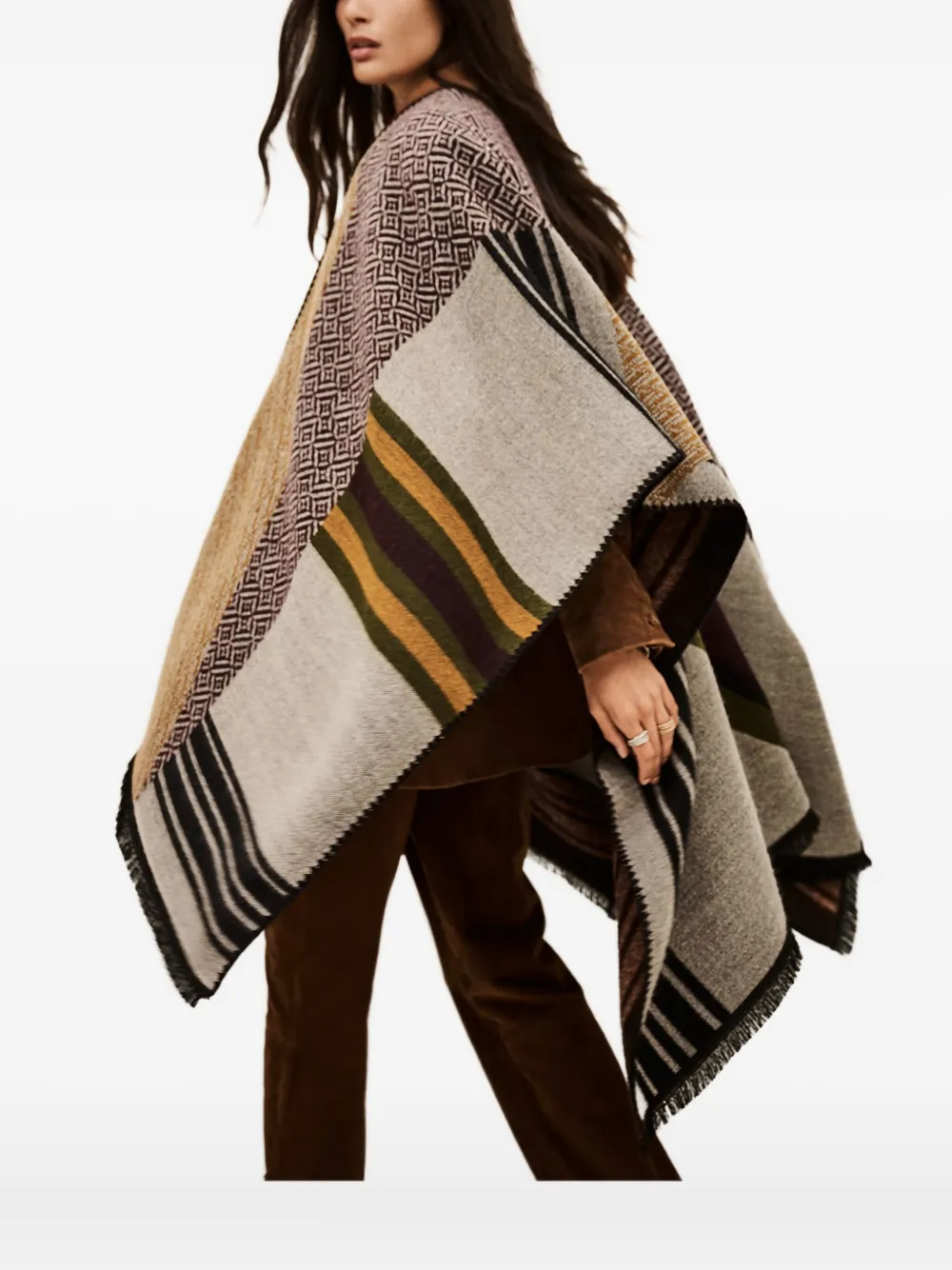 Ba&sh Panama Striped Cape In Green