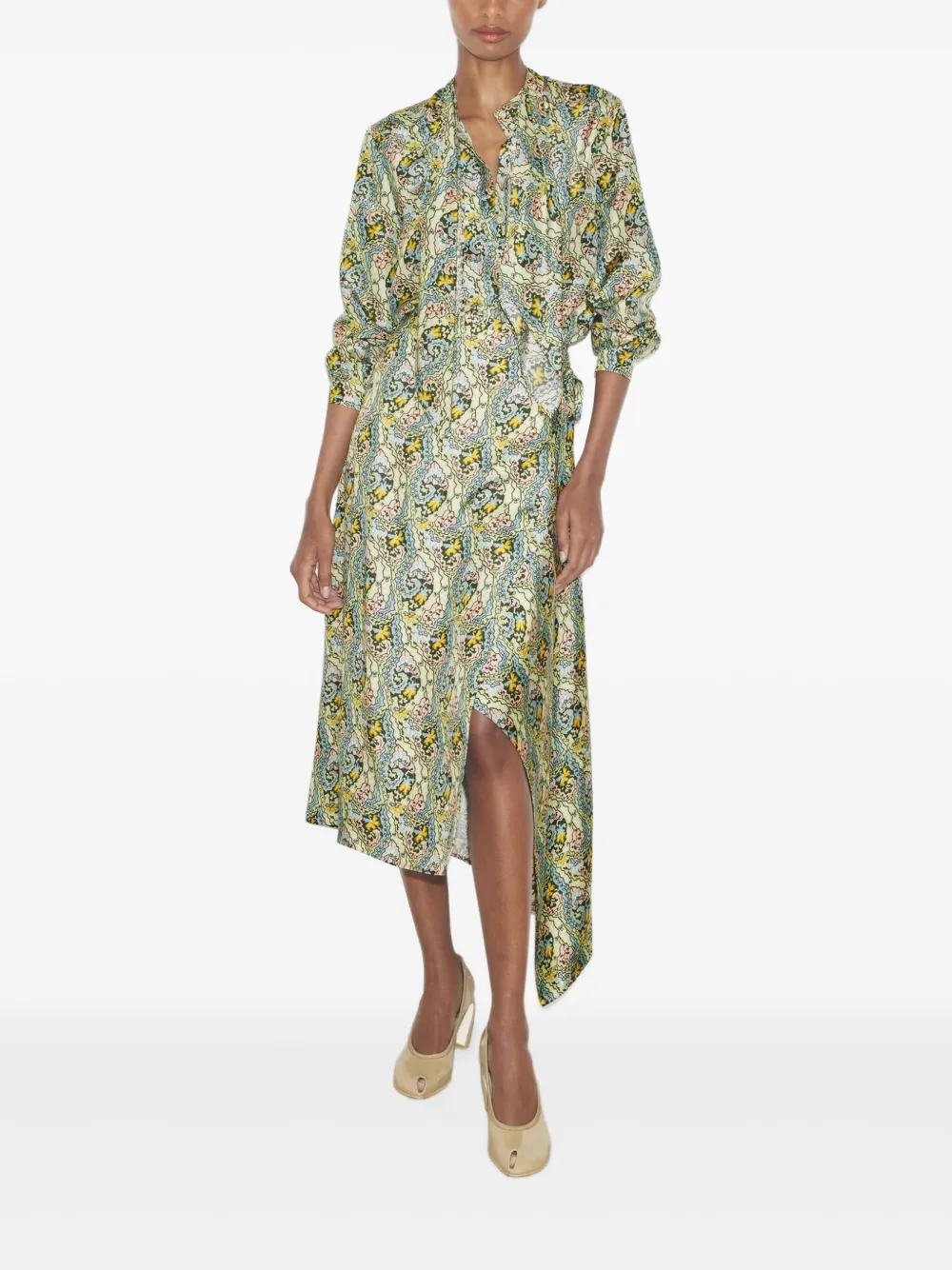 Tory Burch silk wrap midi skirt - Groen
