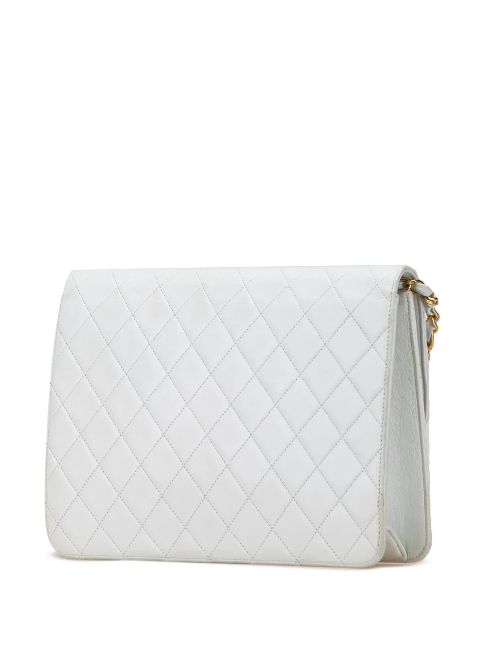 Pre-owned Chanel 1984-1986 Cc Quilted Lambskin Single Flap Shoulder Bag In White
