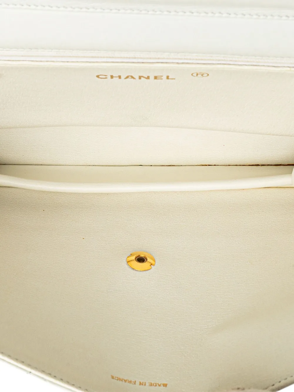 Pre-owned Chanel 1984-1986 Cc Quilted Lambskin Single Flap Shoulder Bag In White