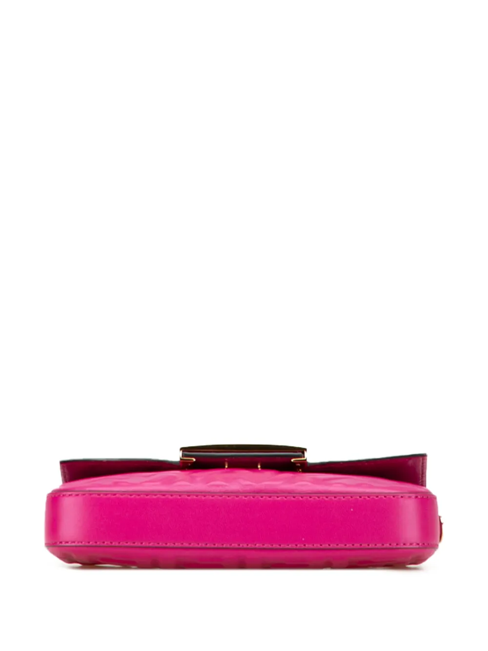 Pre-owned Fendi 2000-2025 Zucca Embossed Leather Baguette Phone Pouch Satchel In Pink