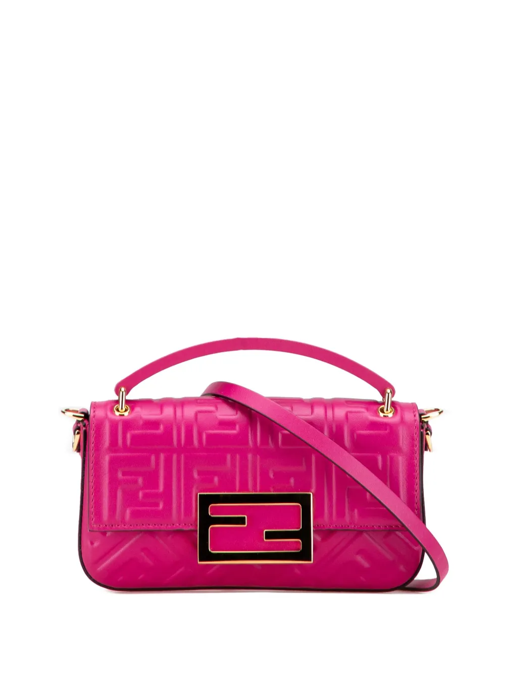 Fendi Pre-Owned 2000-2025 Zucca Embossed Leather Baguette Phone Pouch satchel | Pink | Image 1