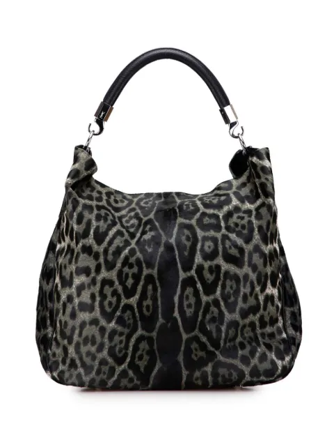 Saint Laurent Pre-Owned شنطة هلالية متوسطة بطبعة جلد الفهد 2000-2012
